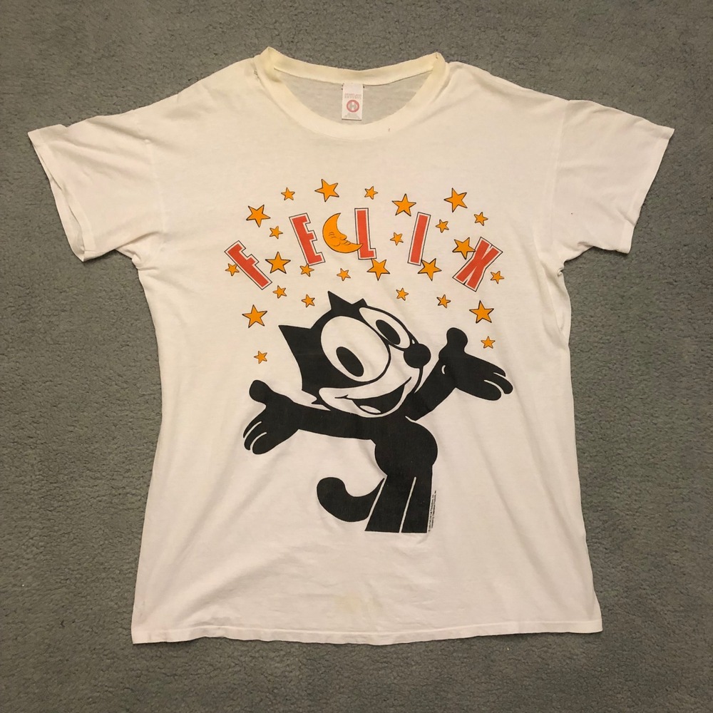 Vintage 1993 Felix the Cat‎ Sleep T-Shirt Heartland Apparel Made in USA White XL
